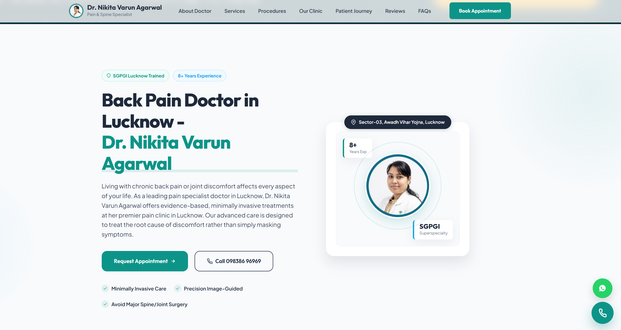 Dr. Nikita Varun Agarwal Alleviate Pain & Spine Clinic Lucknow Website & Search Authority Visual