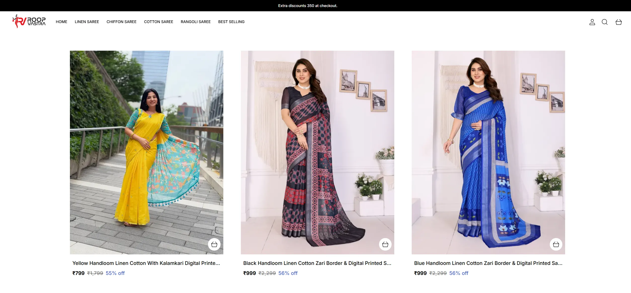 Roopvastra In the Spotlight Product Grid with Strike-Through Discounts Audit