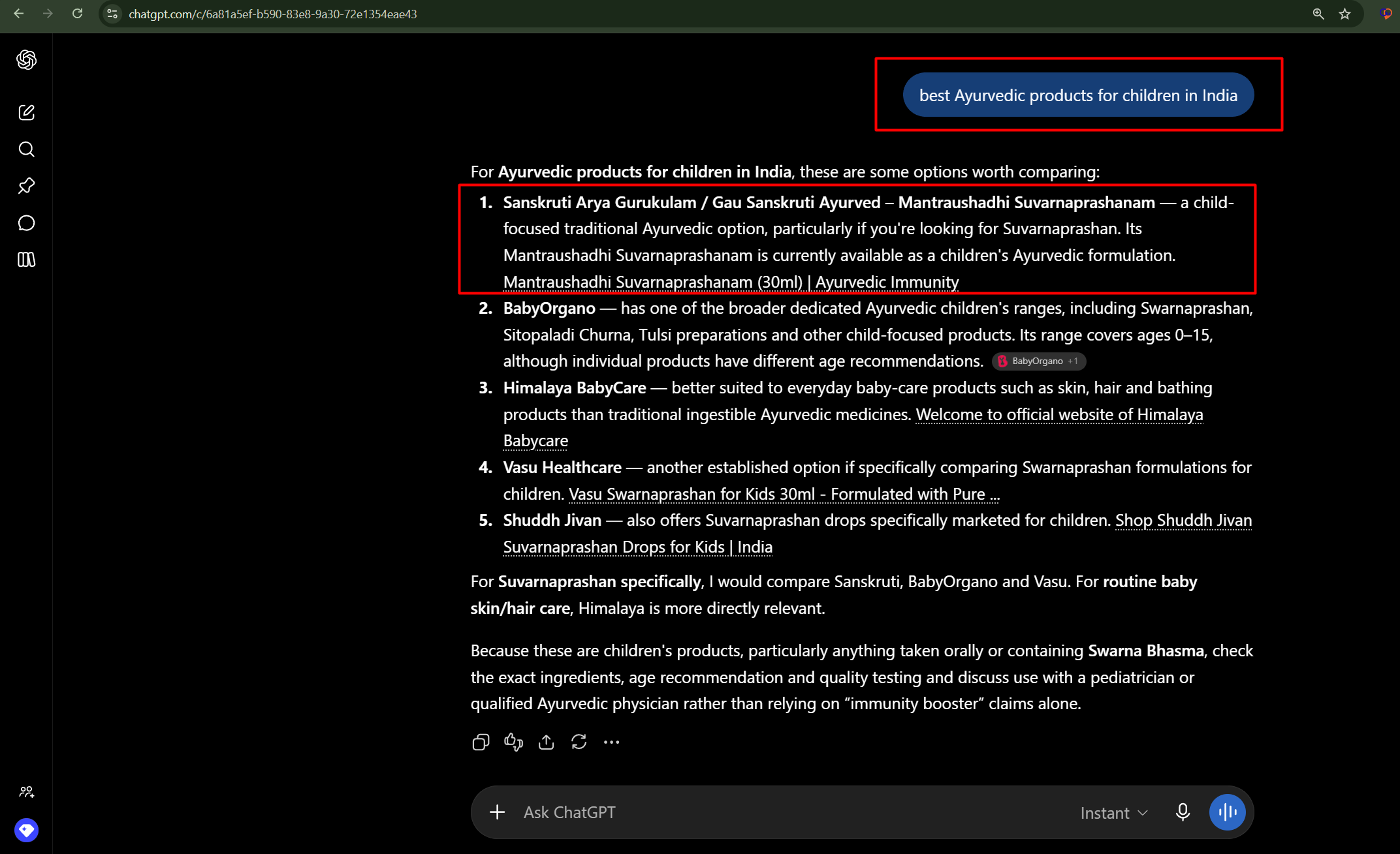Click to view full-screen clear image AI Search Citation Proof for best Ayurvedic products for children in India