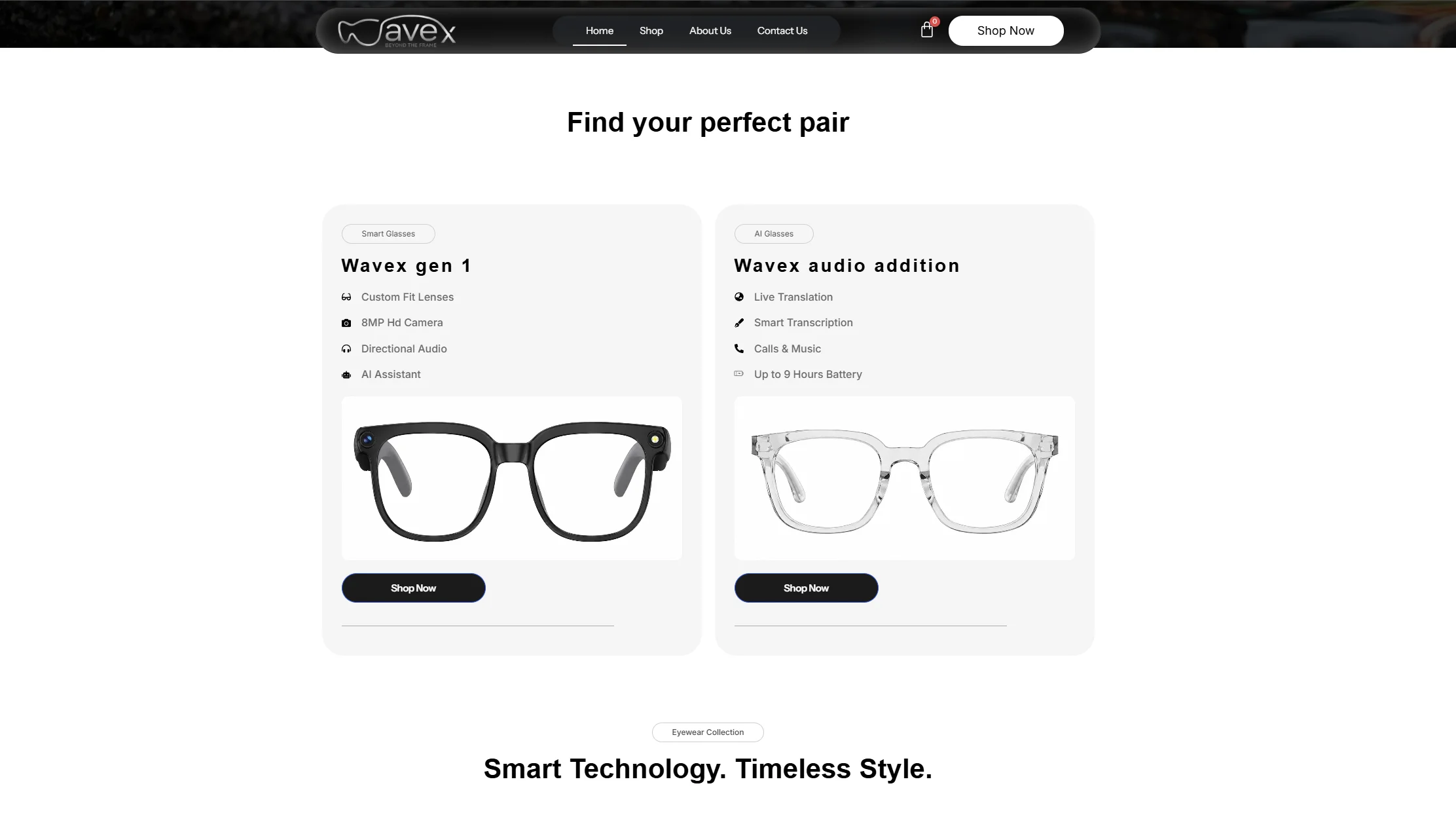 Click to view full-screen clear image WaveX AI Smart Glasses E-commerce Store Visual